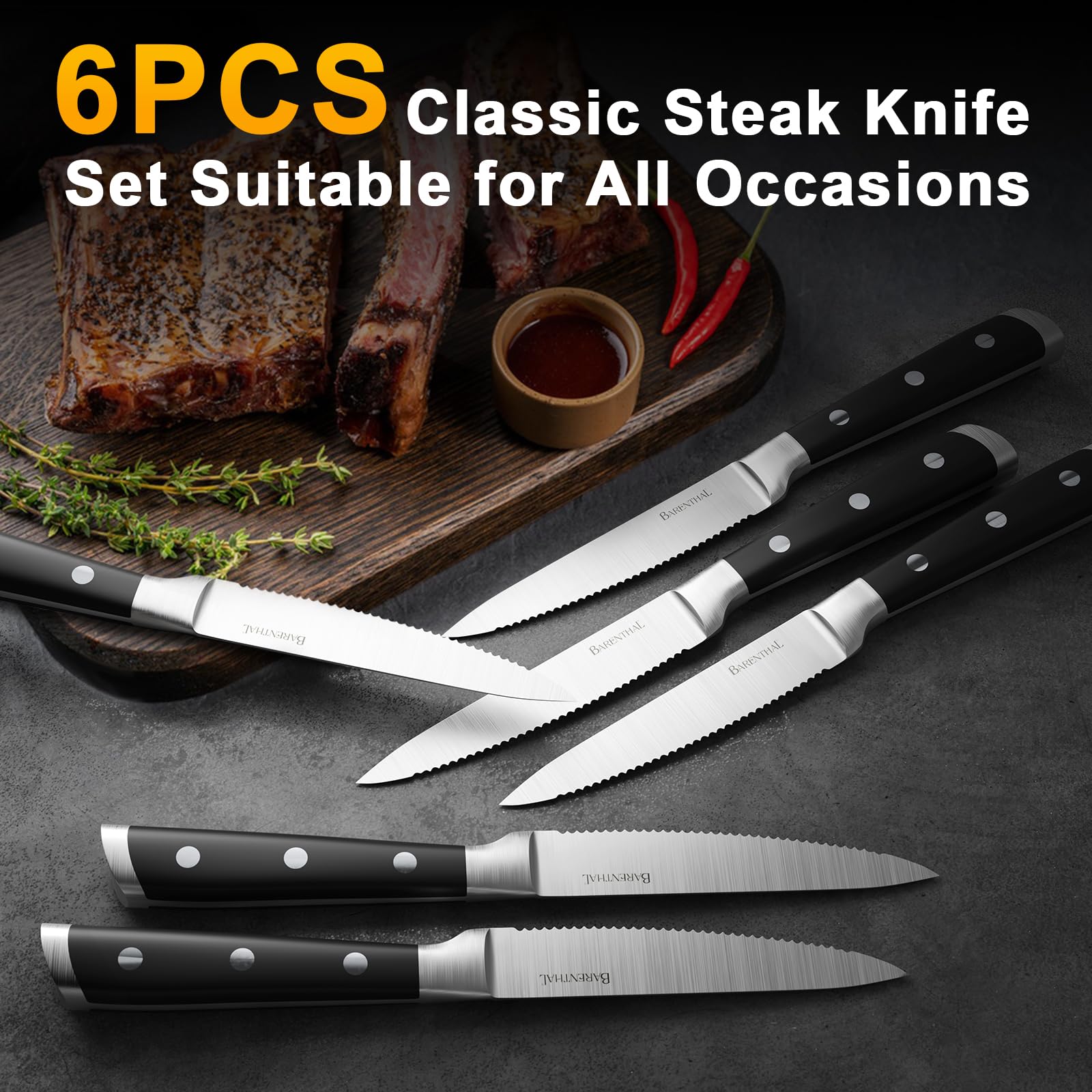 Barenthal steak knife slicing cooked meat demonstrating smooth slices