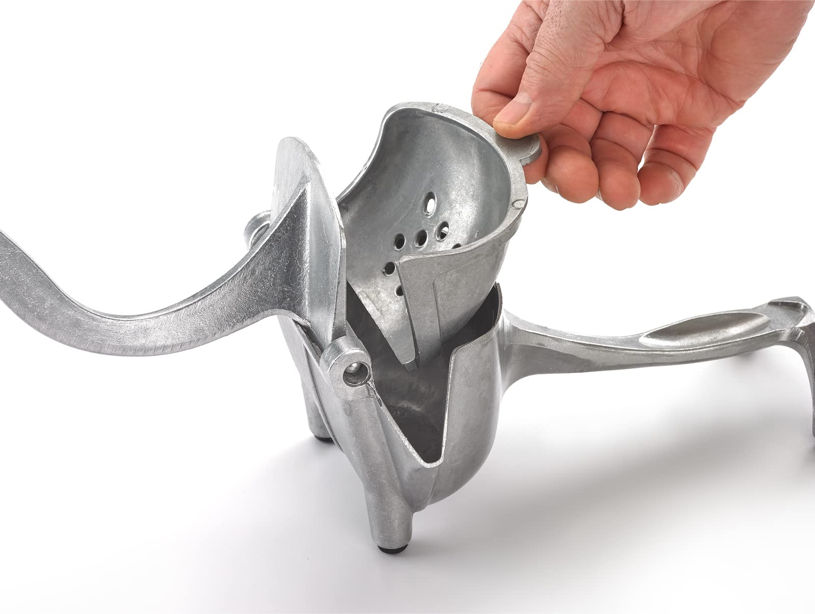 Barfly juicer size comparison with a lemon to show generous bowl capacity