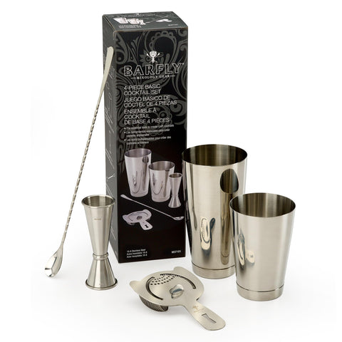 Barfly set in use on a home bar illustrating pro tools for entertaining