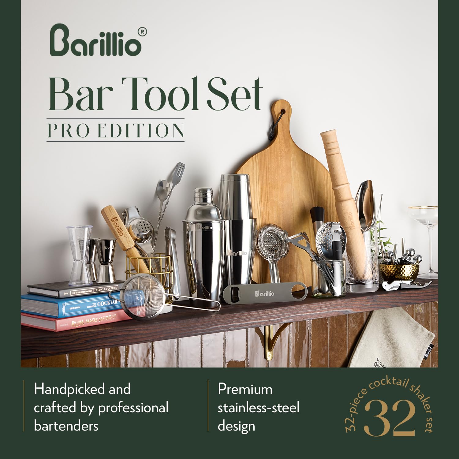 barillio diamond mixing glass close-up showing textured grip and professional stirring control