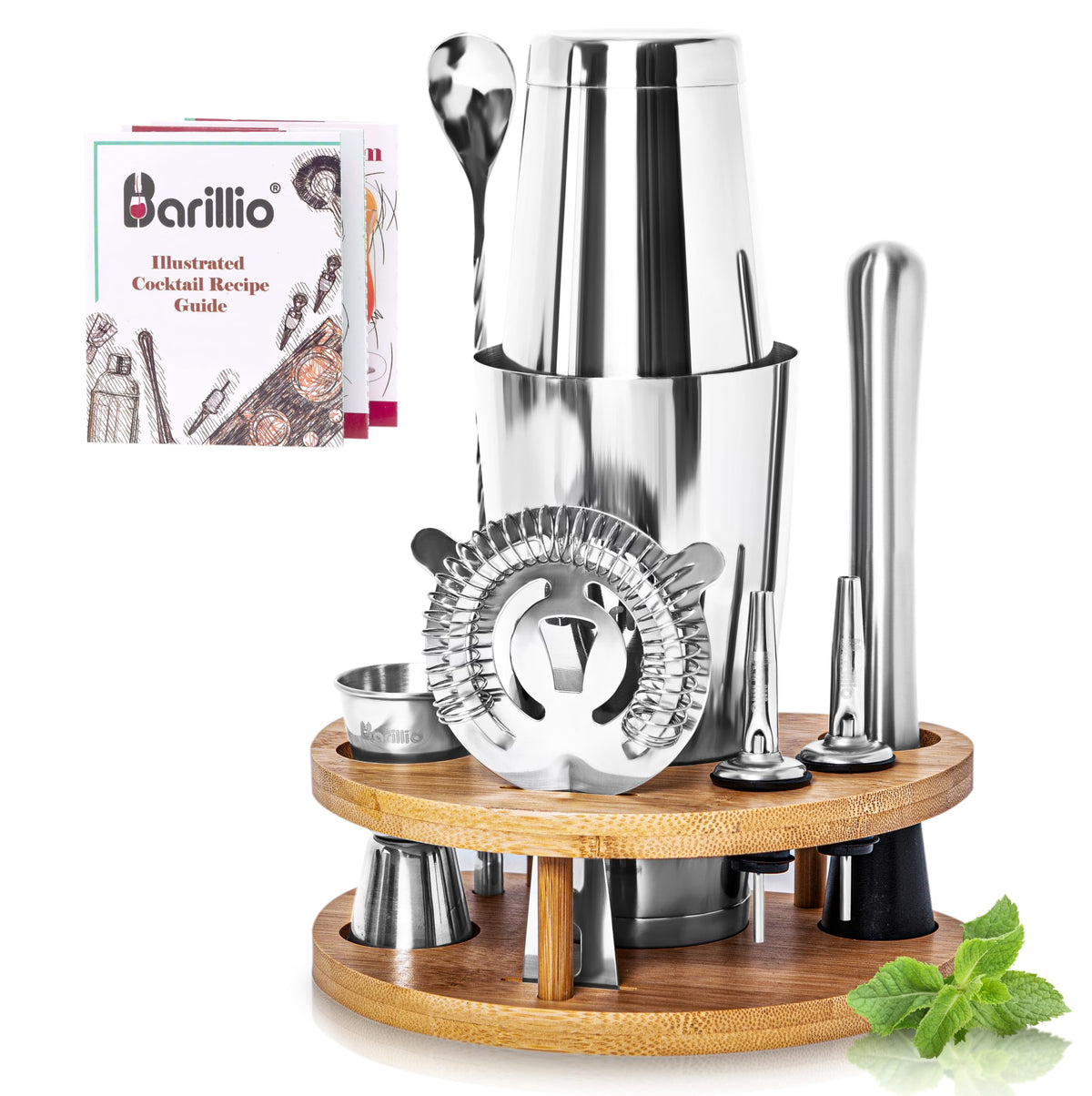 barillio front view with bamboo stand showing organized display and elegant finish