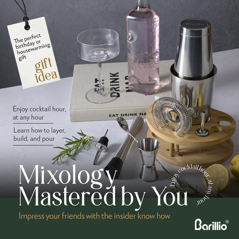 barillio muddler and jigger closeup showing precise measures and effective muddling