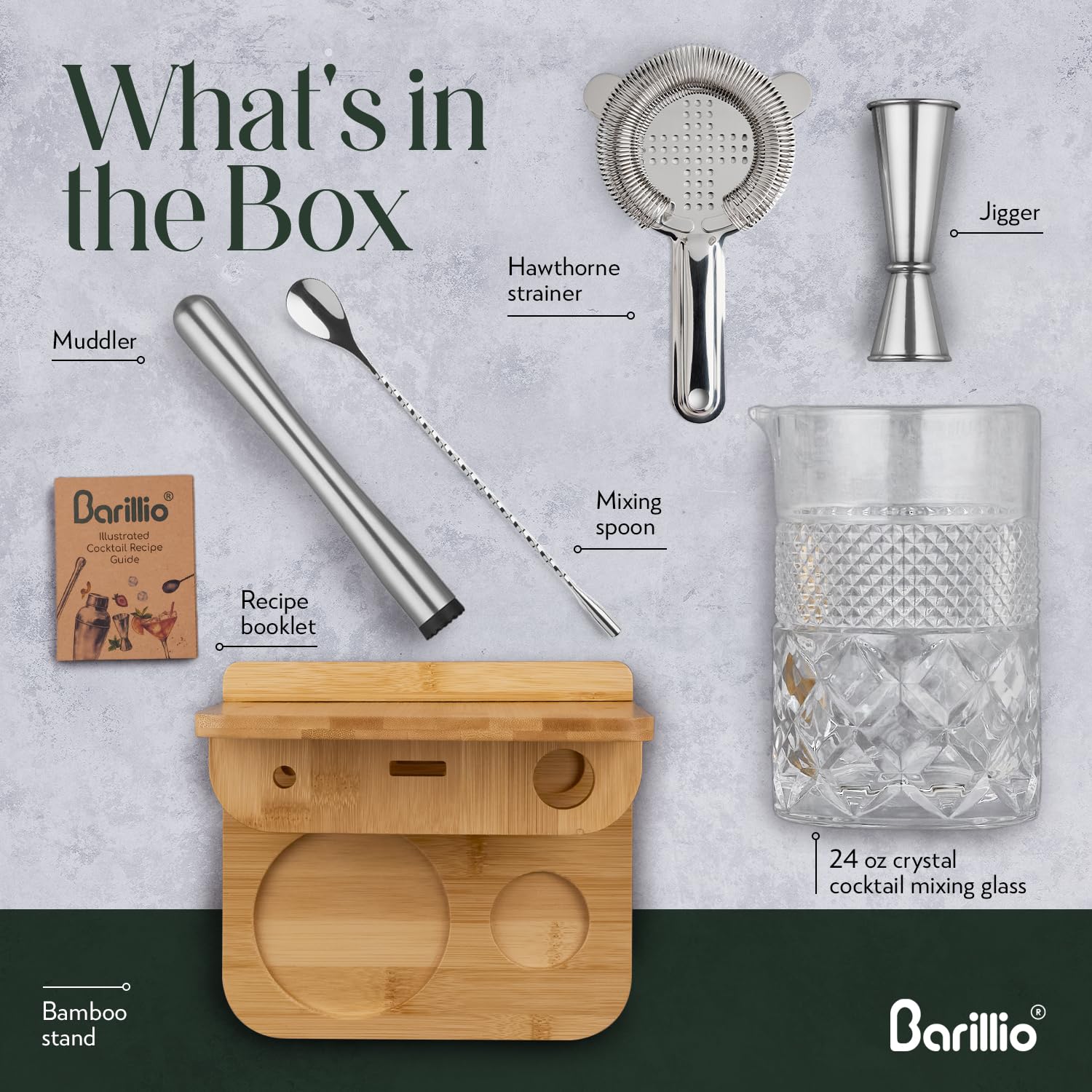 Barillio weighted base side profile providing stability and anti-tip benefit