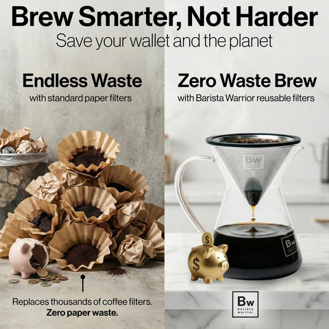 Barista Warrior filter seated in Chemex demonstrating compatibility and fuller-bodied pour-over