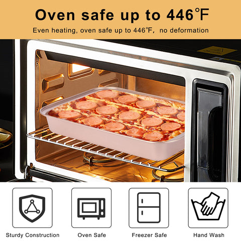 Barlket pan in oven with baking brownies demonstrating even heat and consistent browning