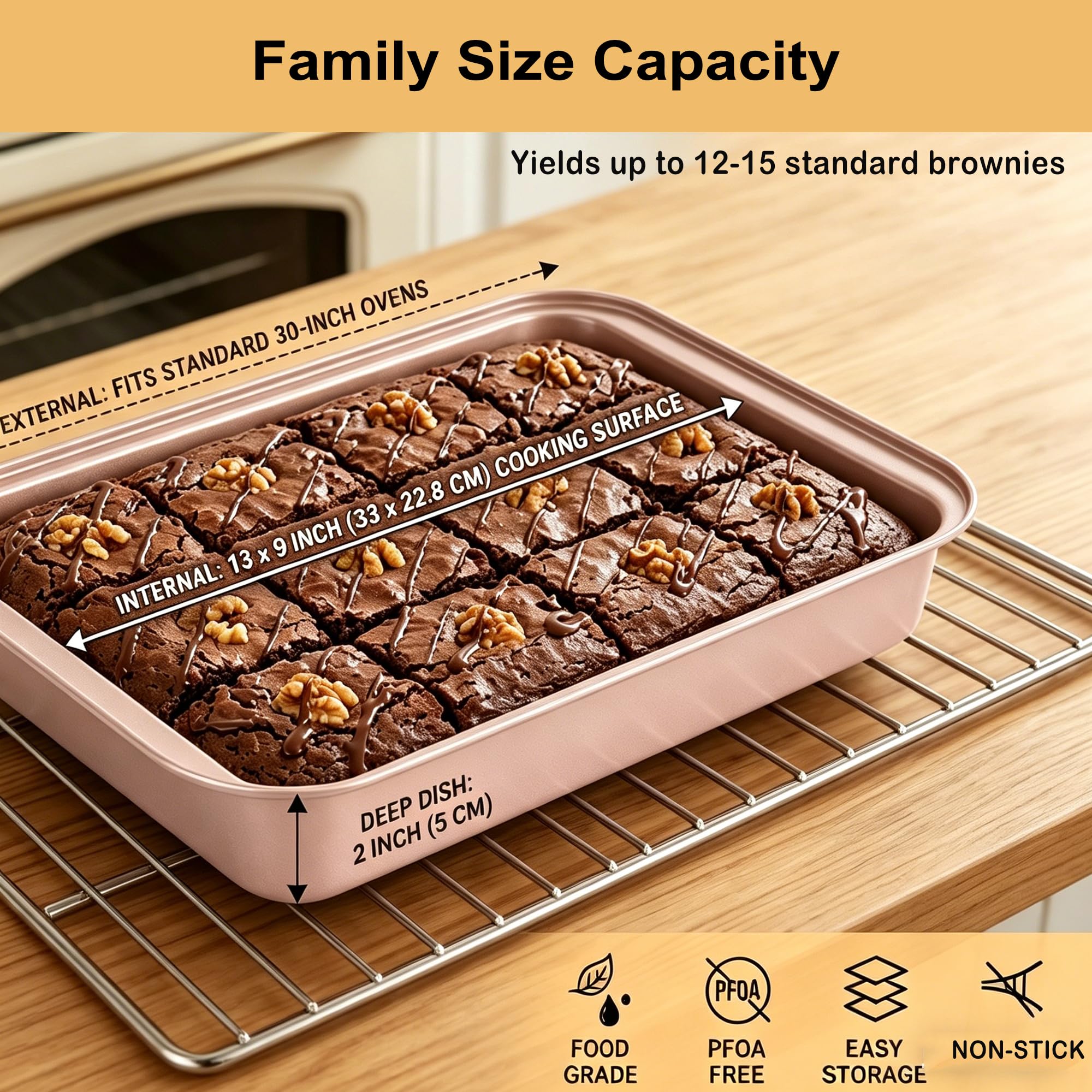 Barlket pans stacked for compact storage saving cabinet space and organizing kitchen