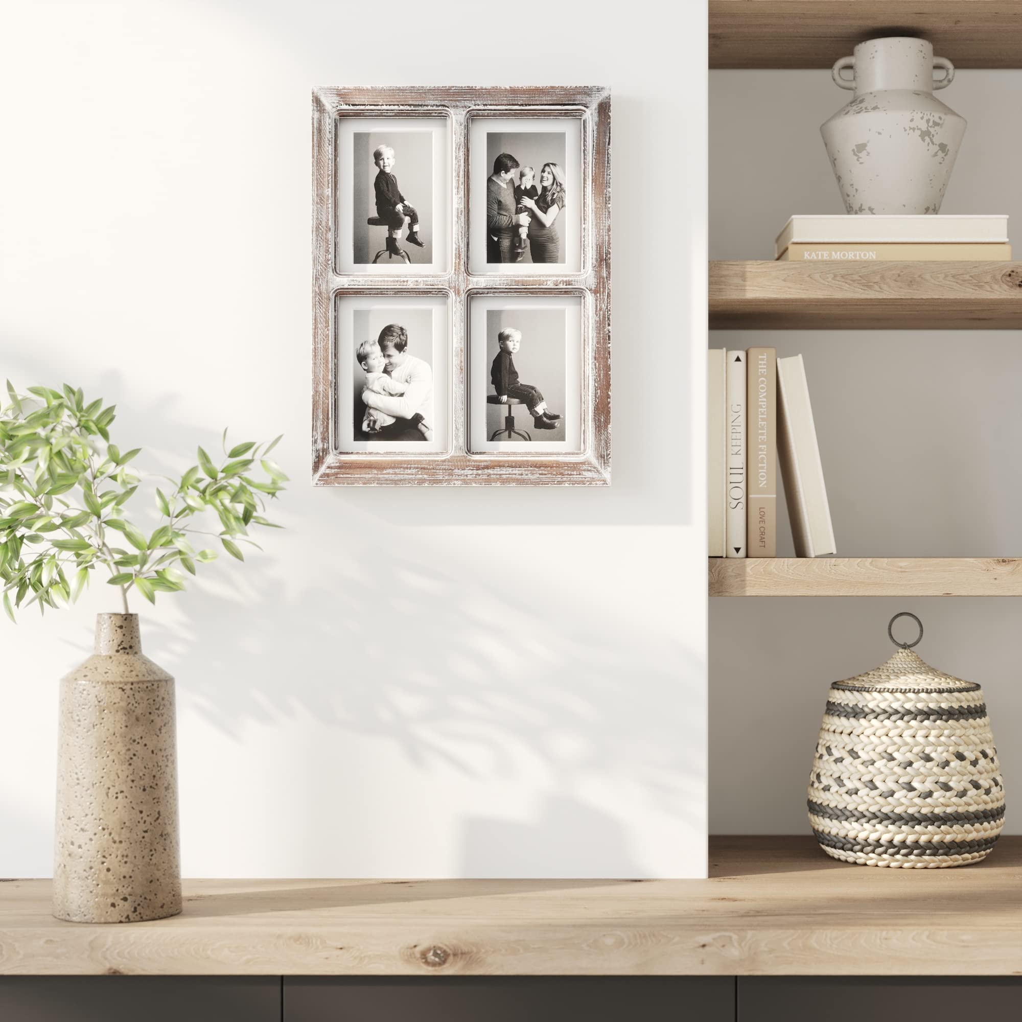 Barnyard Designs mounted on living room wall adding farmhouse appeal