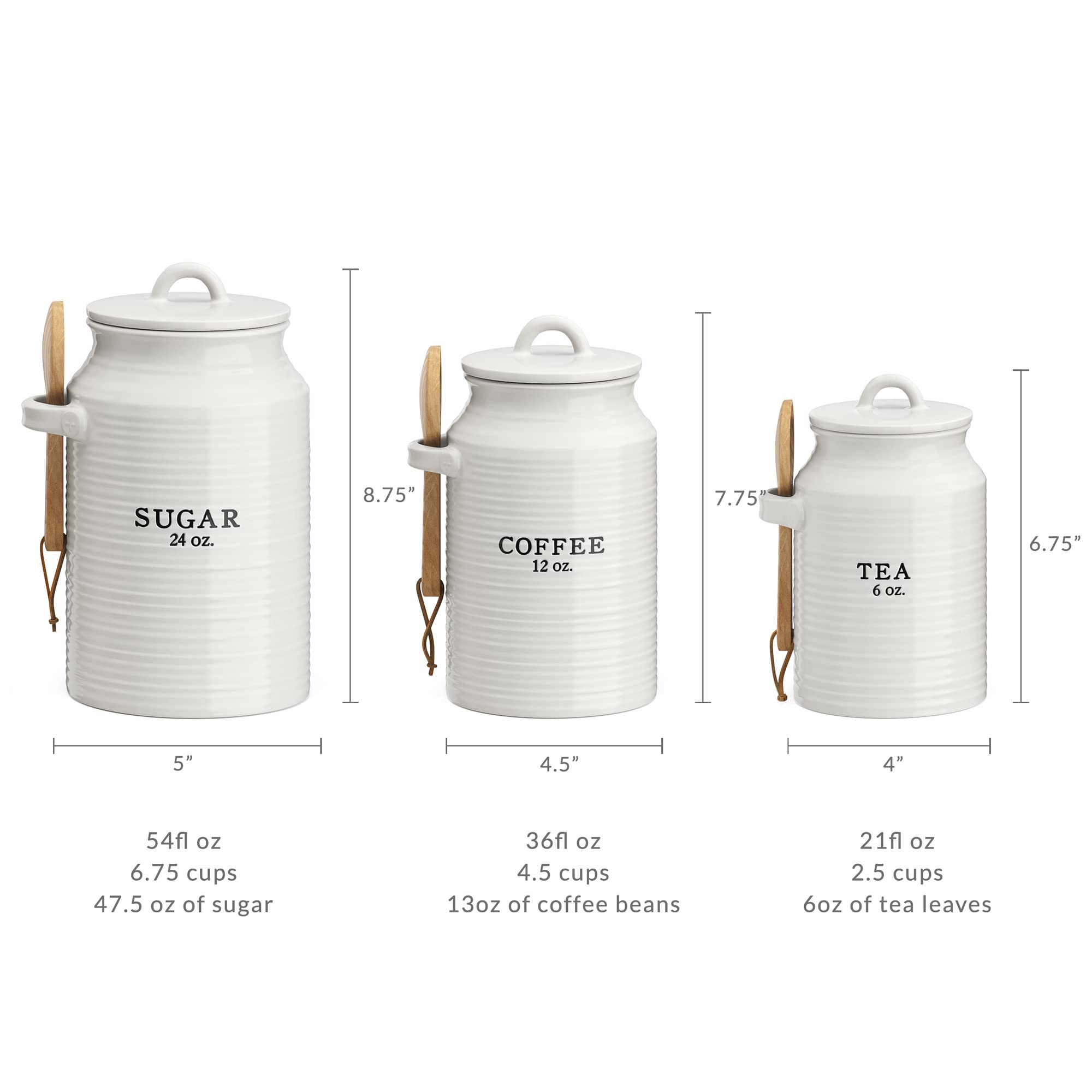 Barnyard Designs wooden scoops beside canisters for measured servings