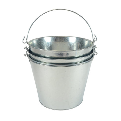 BARsics front view of three galvanized pails showing durable finish and set benefit