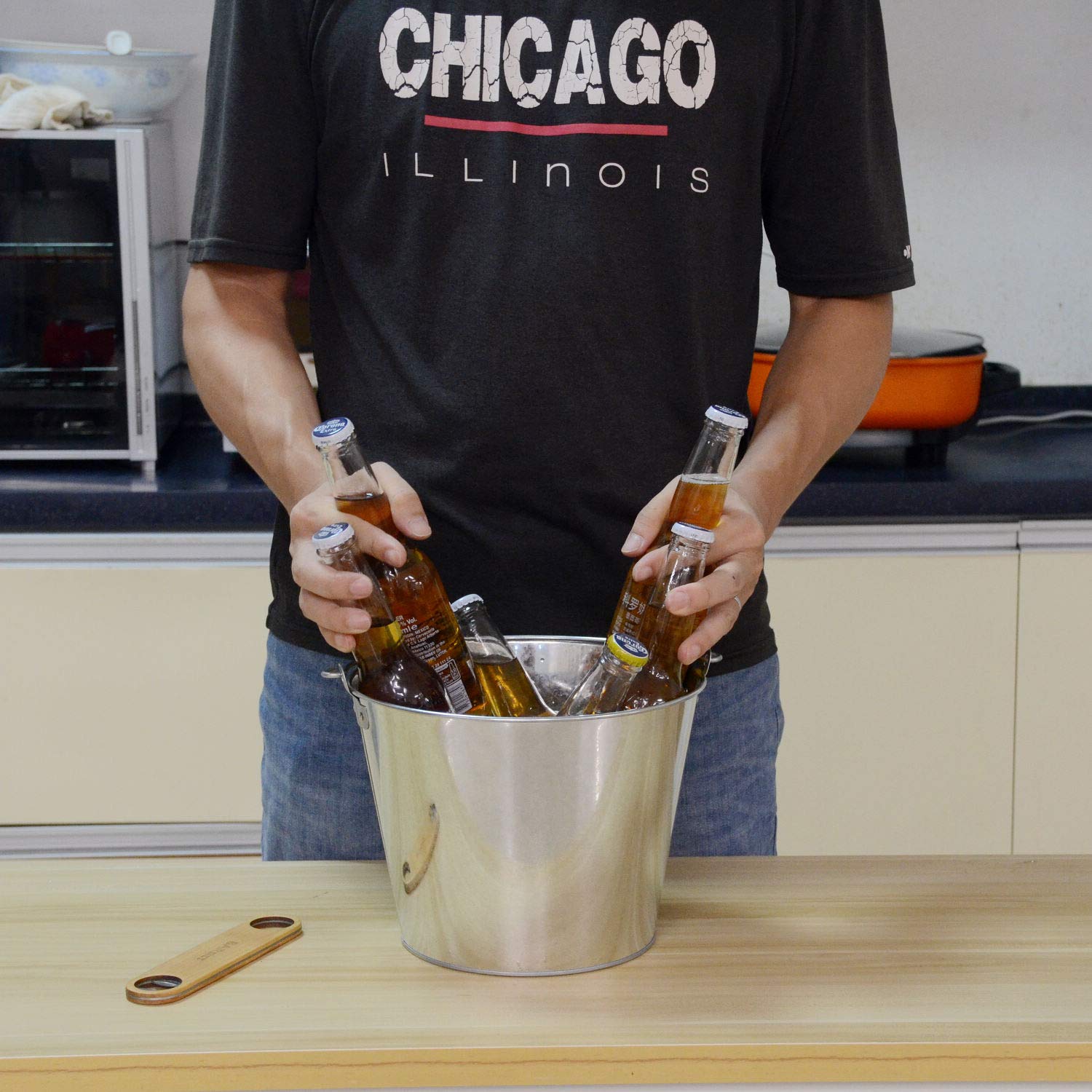 BARsics pail filled with beer bottles and ice demonstrating chilled service convenience
