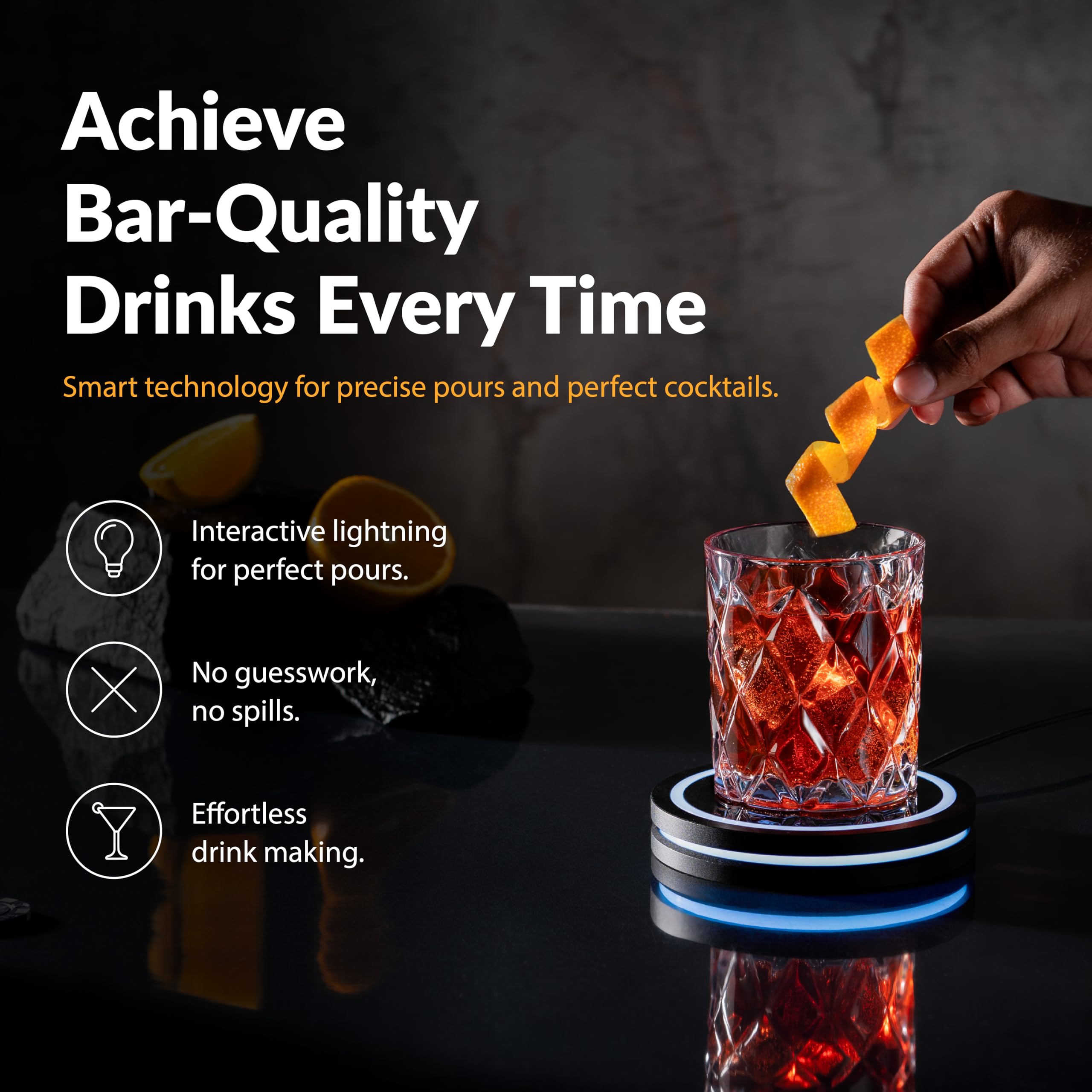 Barsys coaster on home bar in lifestyle setting showing effortless entertaining benefits