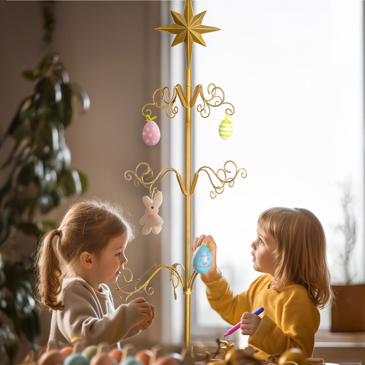 Barton with ornaments on stand in use creating a decorative holiday display