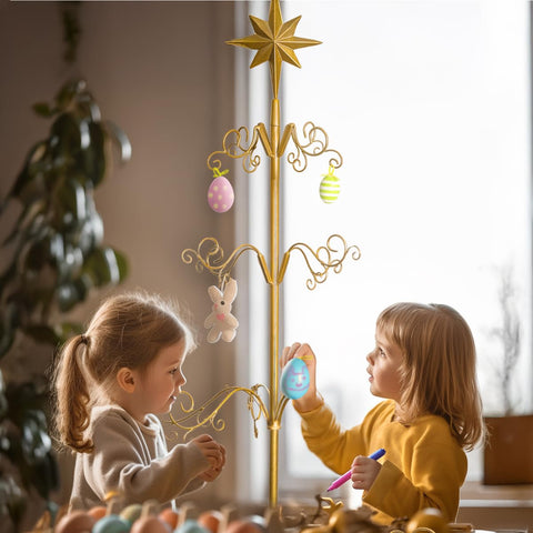 Barton with ornaments on stand in use creating a decorative holiday display