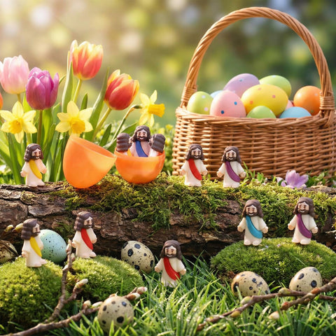 Barydat figurines inside Easter eggs demonstrating holiday stuffing use