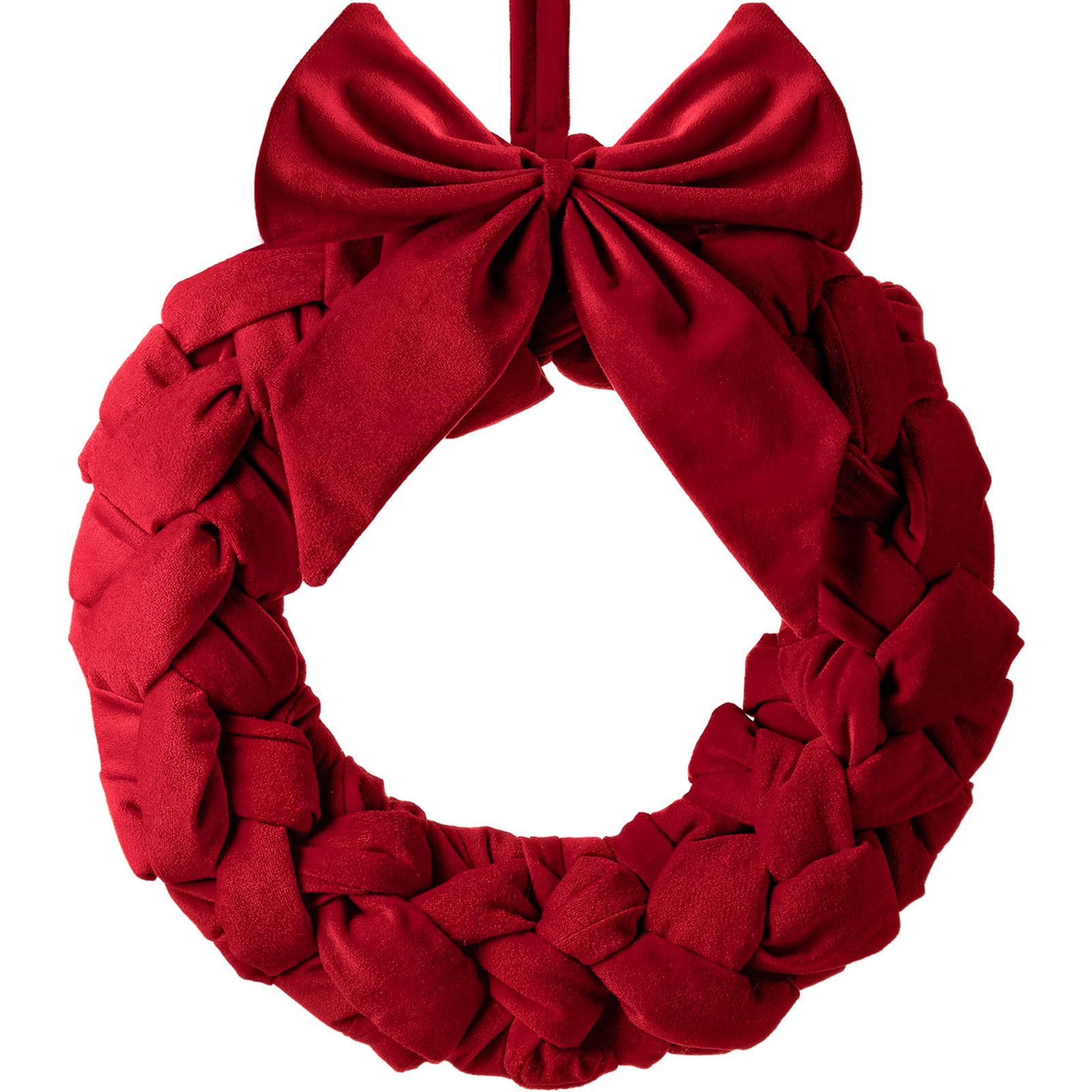 Barydat front view wreath on red door, adds instant festive curb appeal