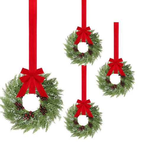 Barydat front view wreath on cabinet showing compact festive accent