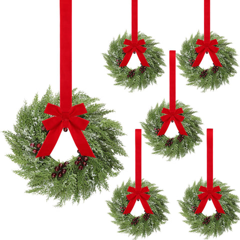 Barydat front view wreath hung on cabinet adds instant holiday cheer