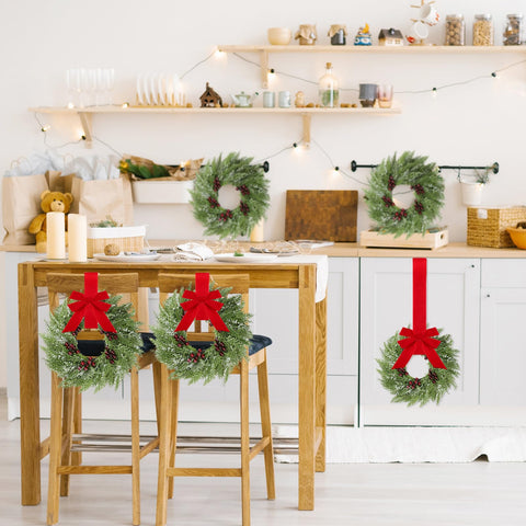 Barydat mini wreath hung on front door creates welcoming entry
