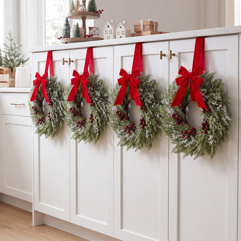 Barydat wreath next to hand illustrating 15 inch size and lightweight design
