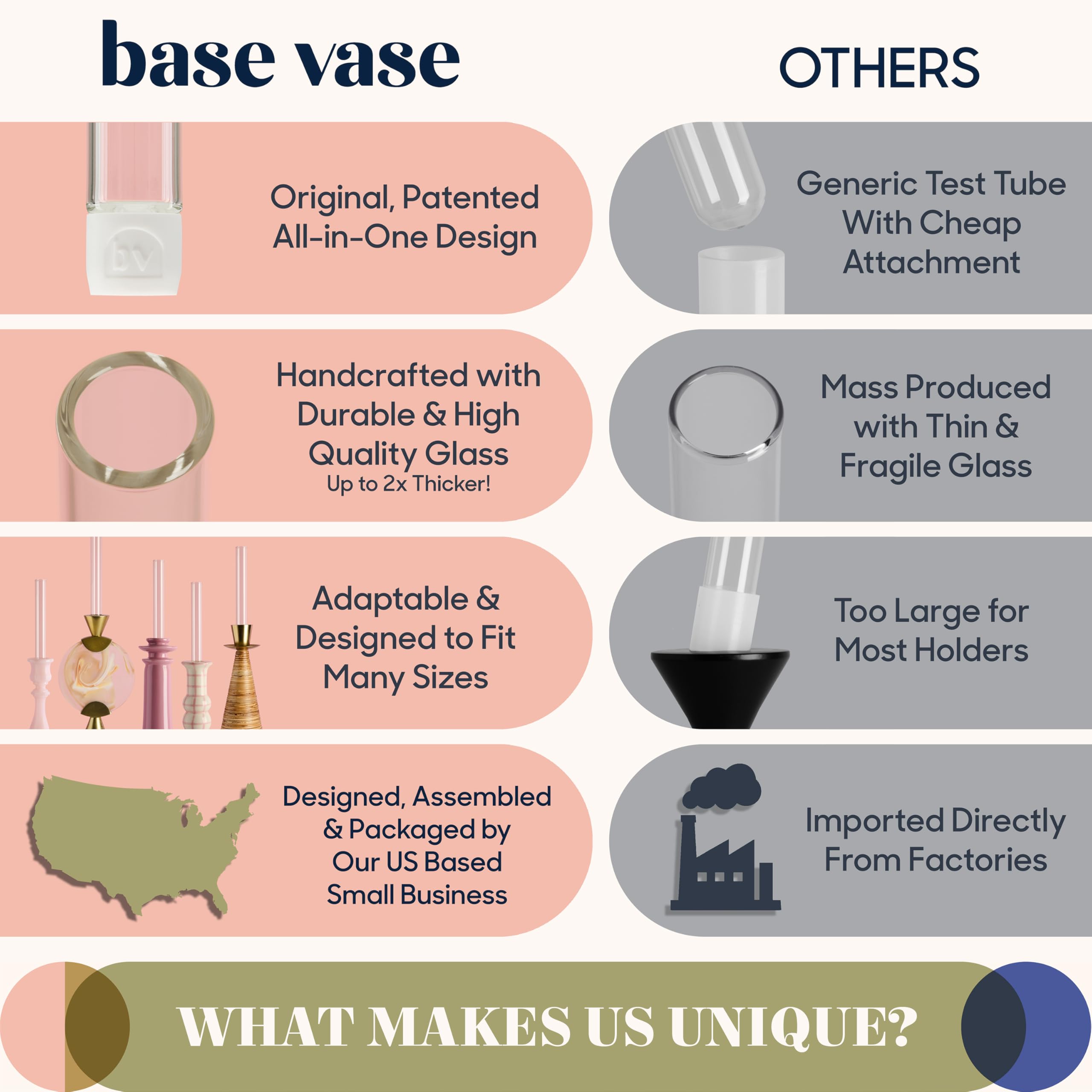 Base Vase holding single tulip to show scale and minimalist tablescape benefit