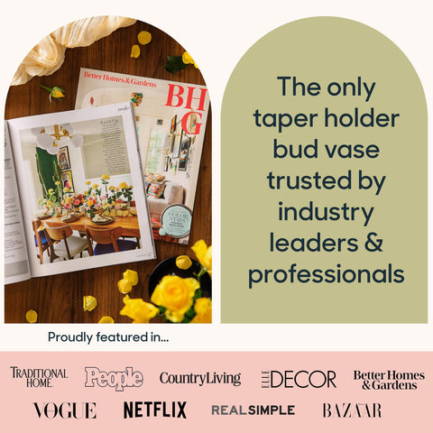 Base Vase beside a hand to show compact size and easy handling benefit