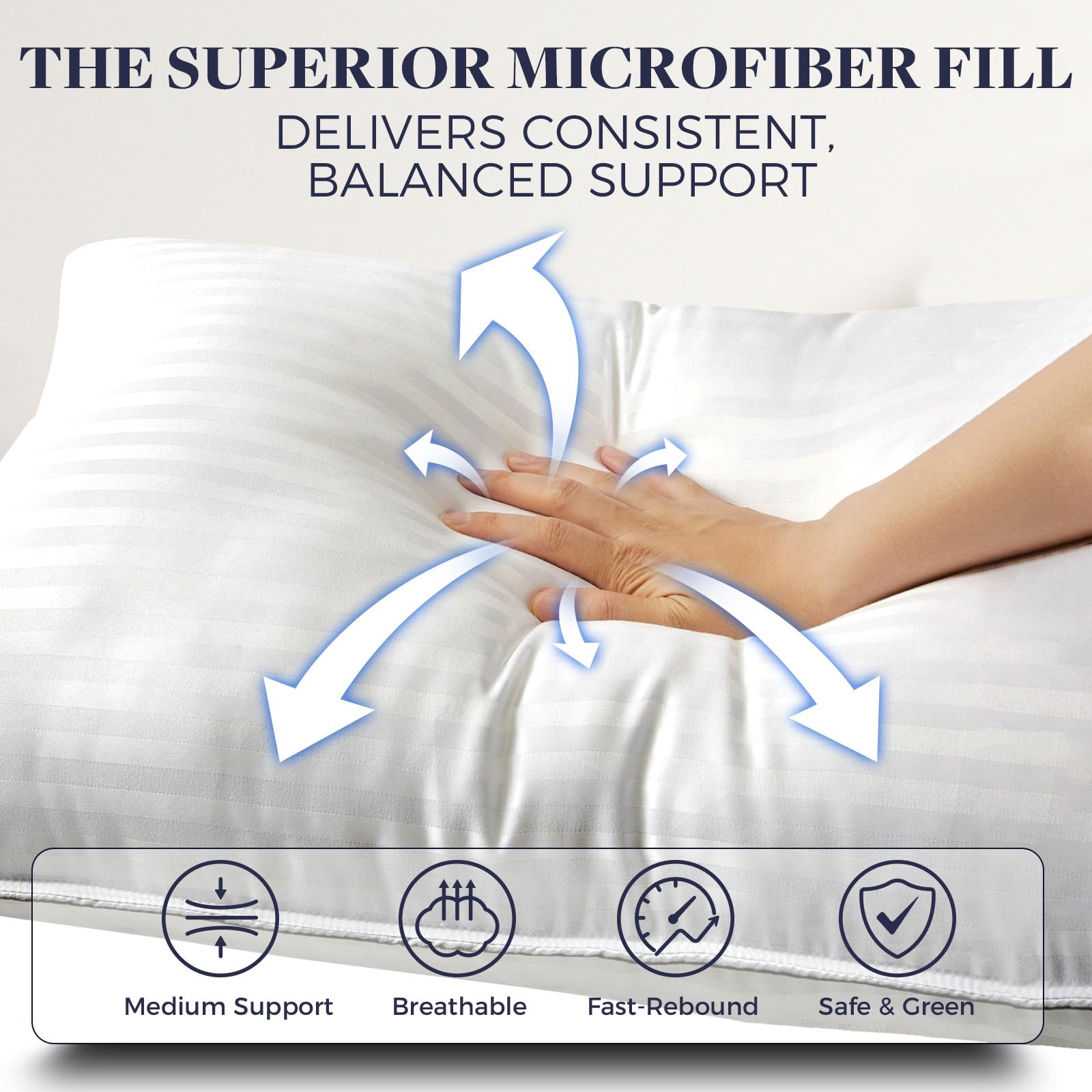Basic Beyond side profile illustrating pillow loft and resilience for varied sleep positions