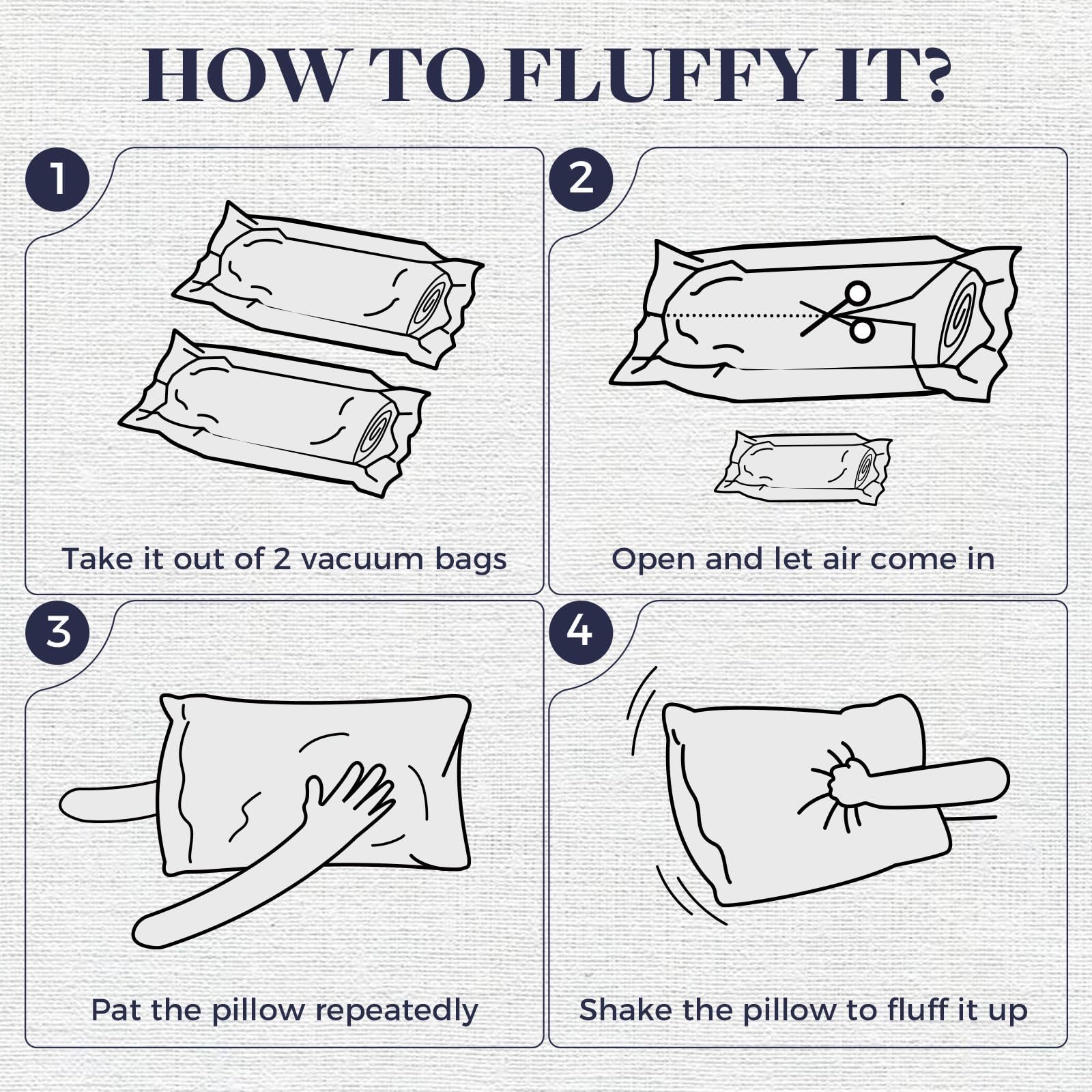 Basic Beyond vacuum-packed pillows before opening showing compact shipping advantage