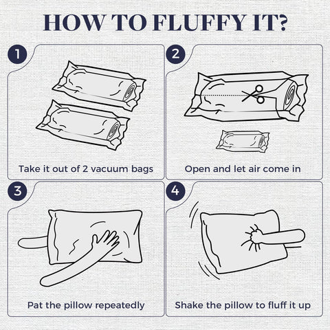 Basic Beyond vacuum-packed pillows before opening showing compact shipping advantage