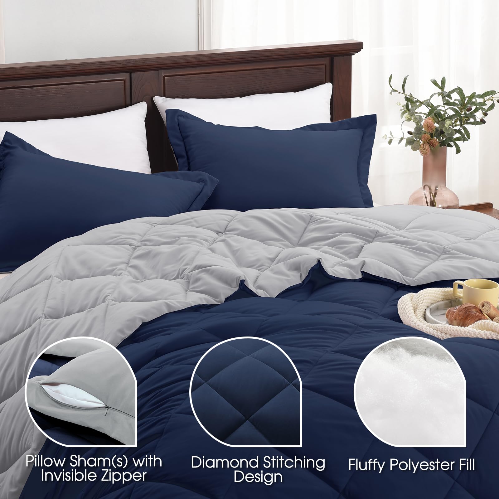 Basic Beyond reversible grey side displayed for neutral, calming benefit
