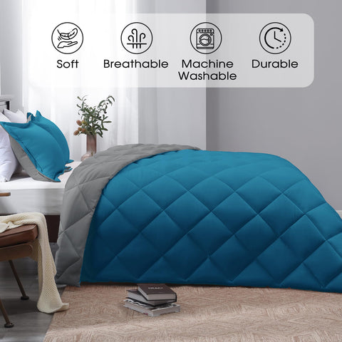 Basic Beyond reversible side detail showing Algiers Blue and Charcoal Gray for flexible styling
