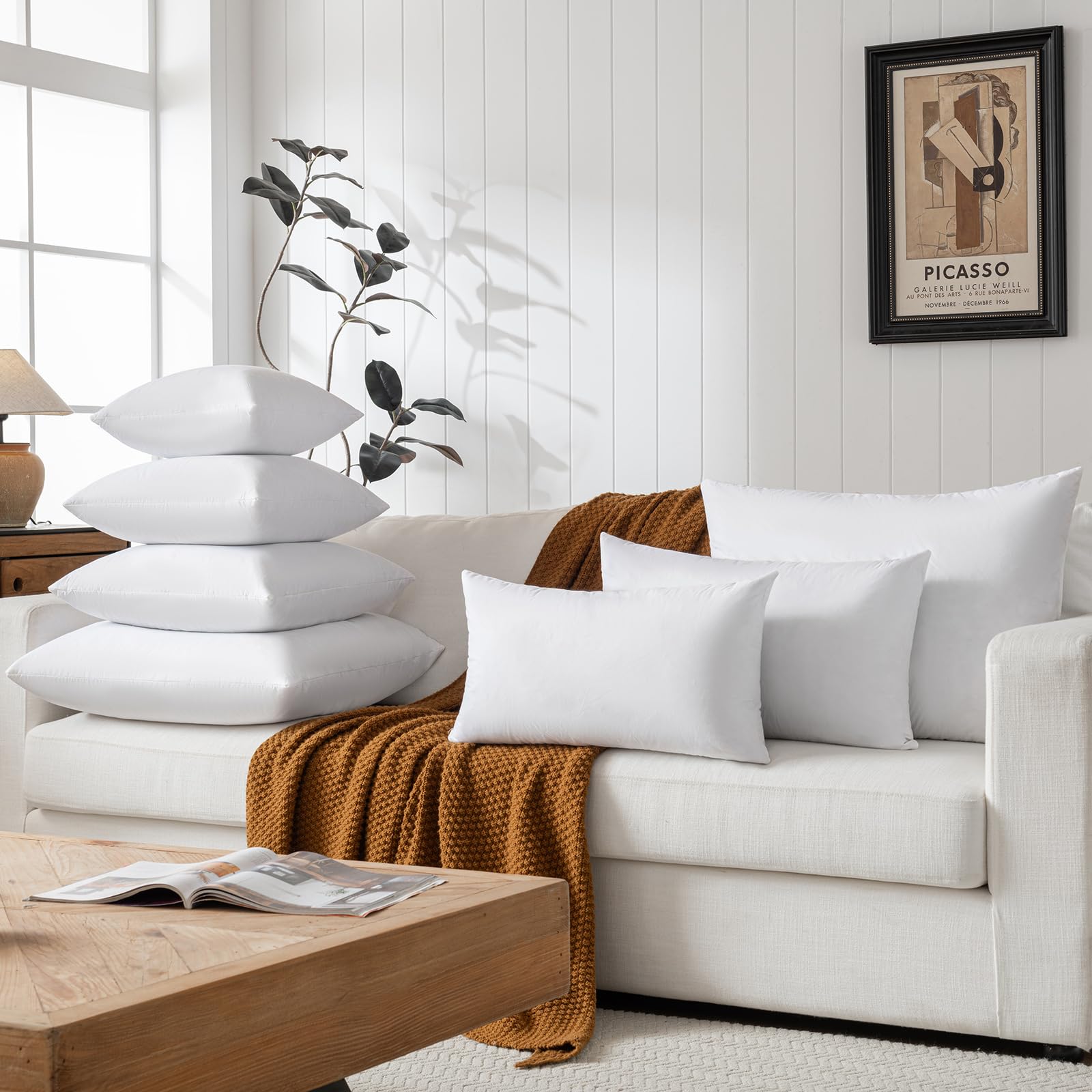 basic home accent pillow on sofa with insert adding comfortable back support