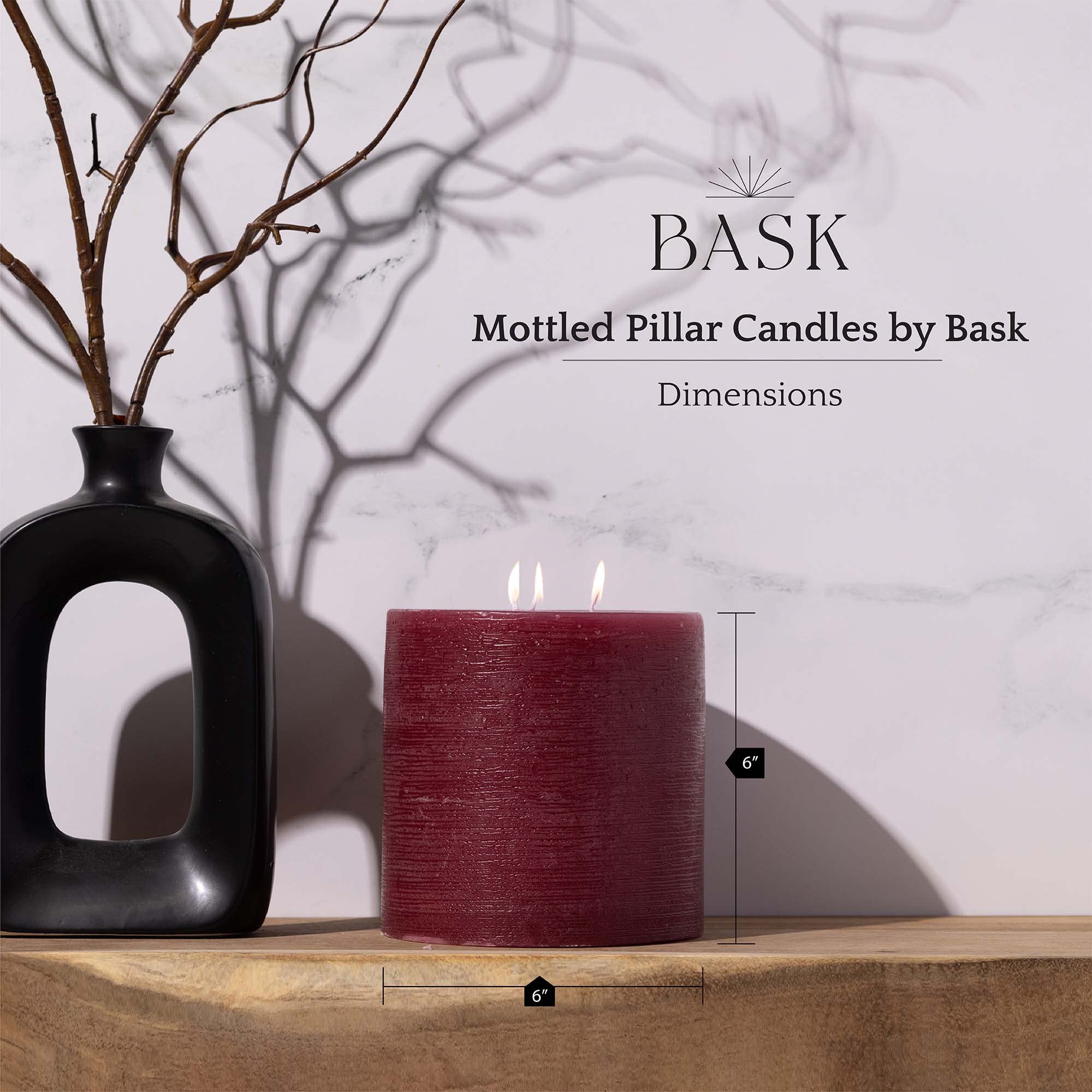 Bask close-up of mottled candle texture highlighting handcrafted detail
