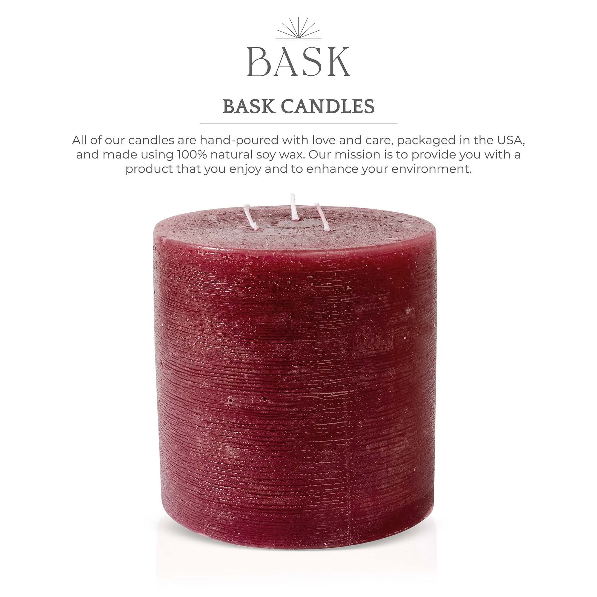 Bask candles styled in event centerpiece offering refined visual impact