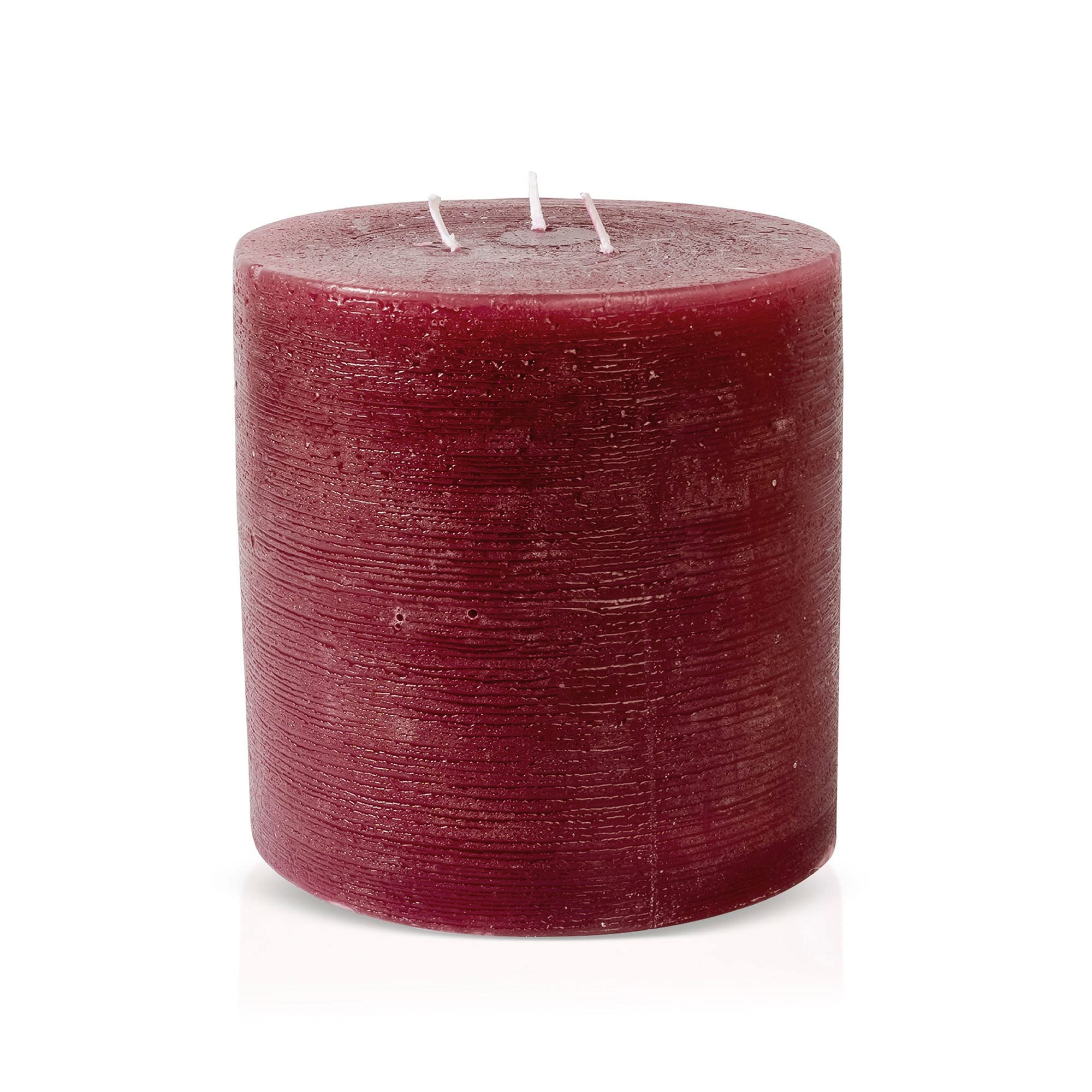 Bask front view of burgundy pillar showing size and color benefits