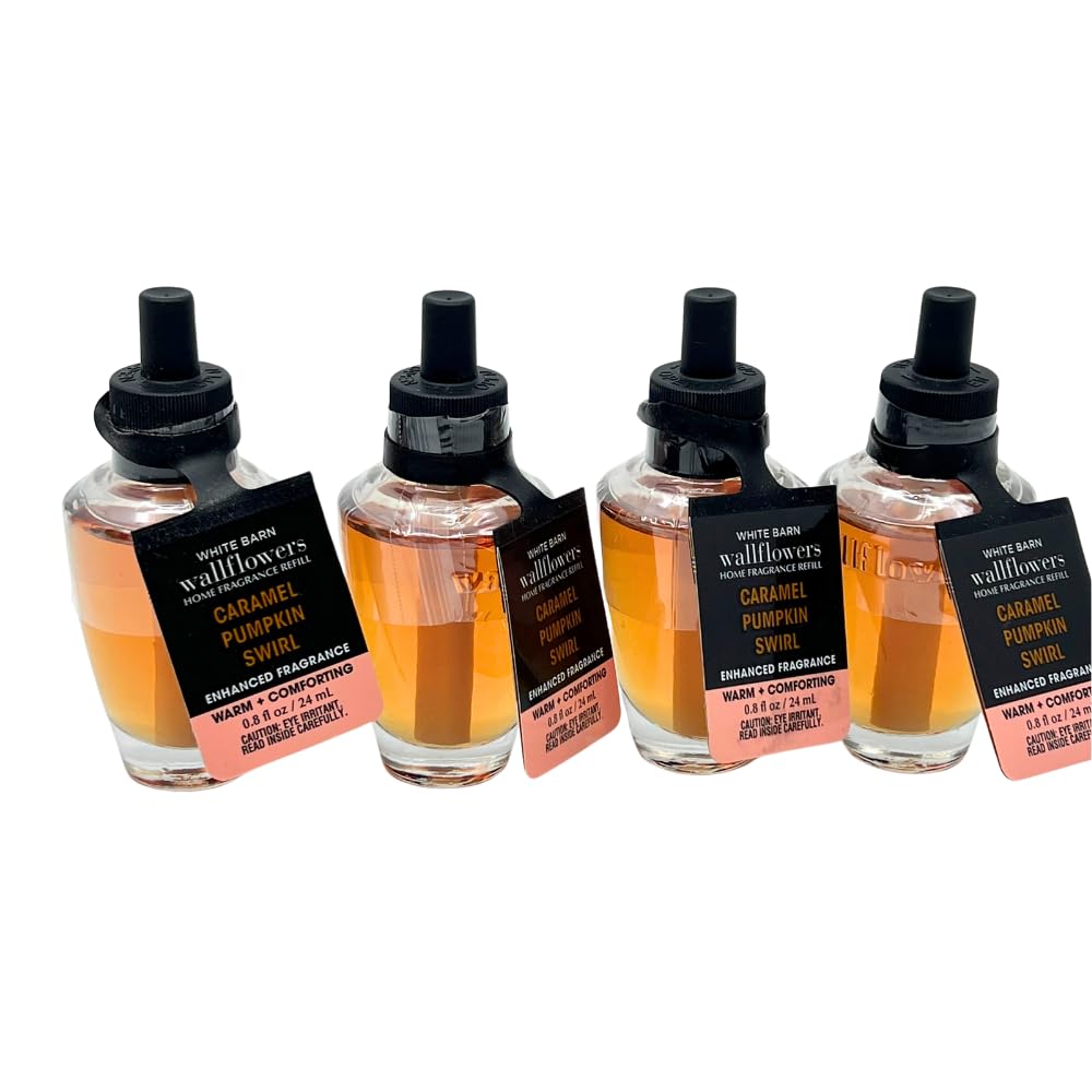 Bath & Body Works close-up label of Caramel Pumpkin Swirl highlighting fragrance notes and detail