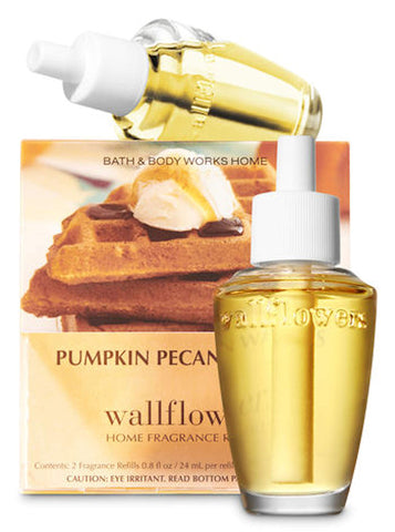 Bath & Body Works front packaging showing Pumpkin Pecan Waffles refills, evoking warm bakery scent