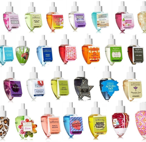 Bath & Body Works front view of six assorted Wallflower bulbs showing variety and convenience