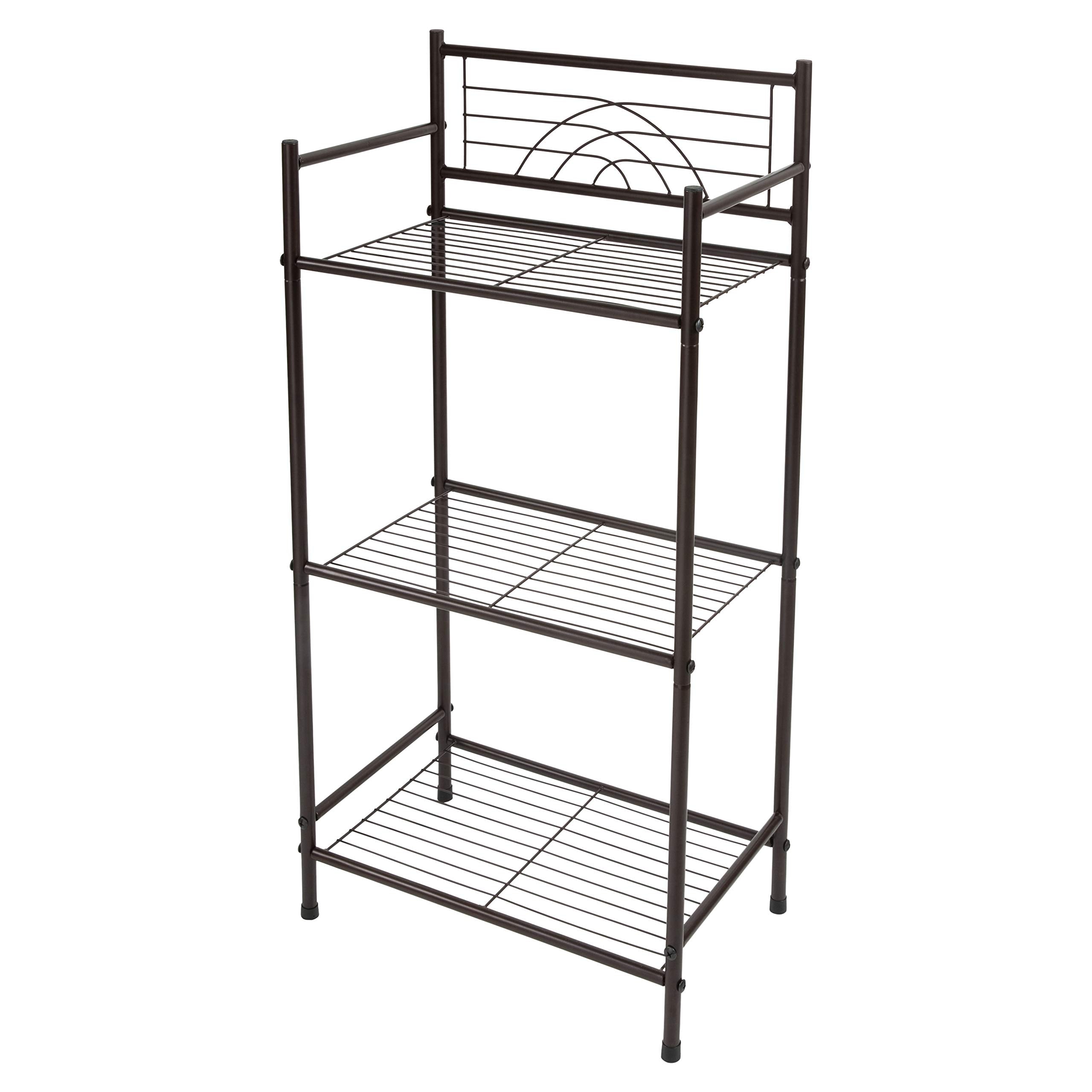 Bath Bliss front view of freestanding 3-tier shelf showing neat organization