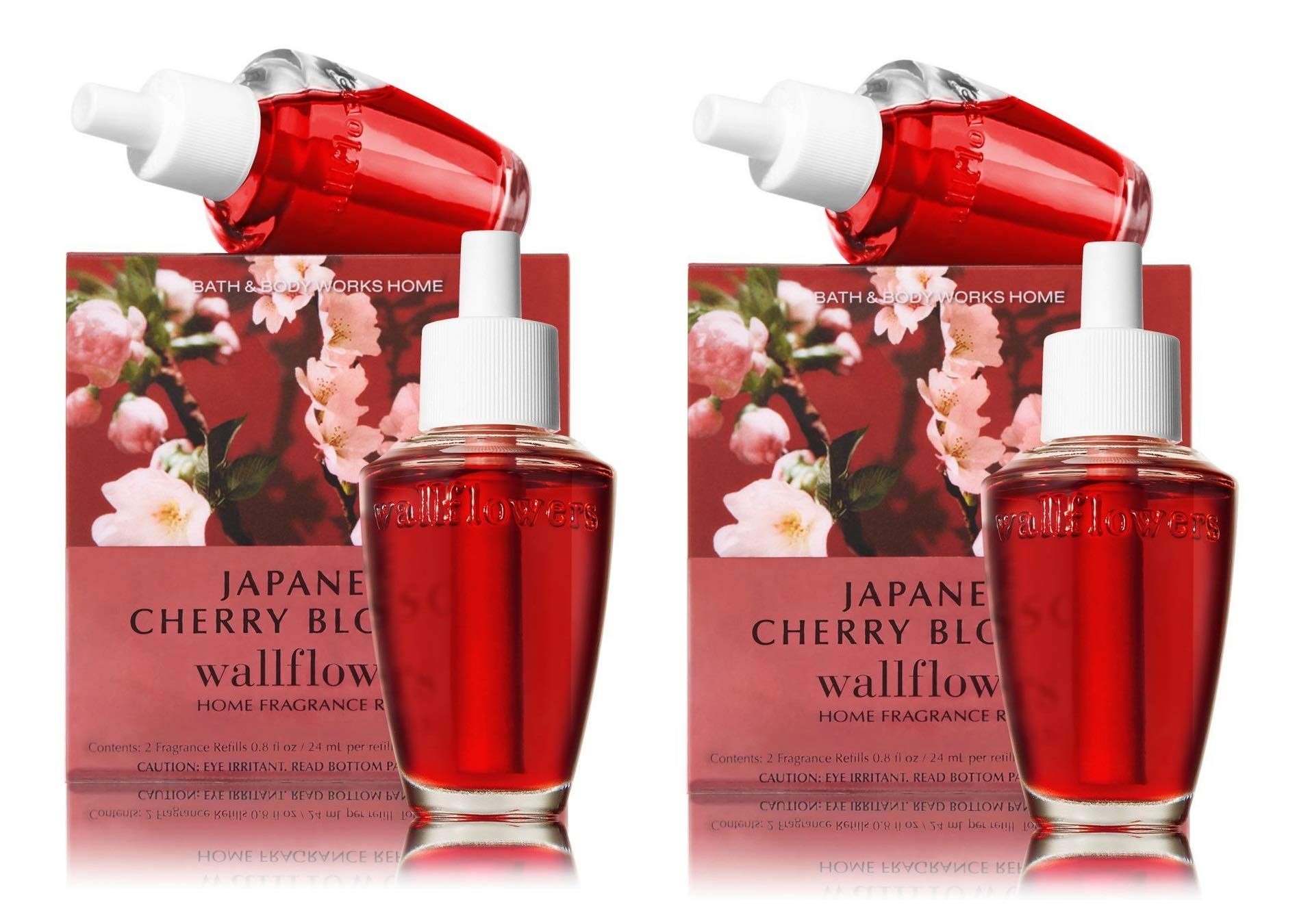 Bath & Body Works front view of Japanese Cherry Blossom double box showing bulbs and branding for consistent home scent