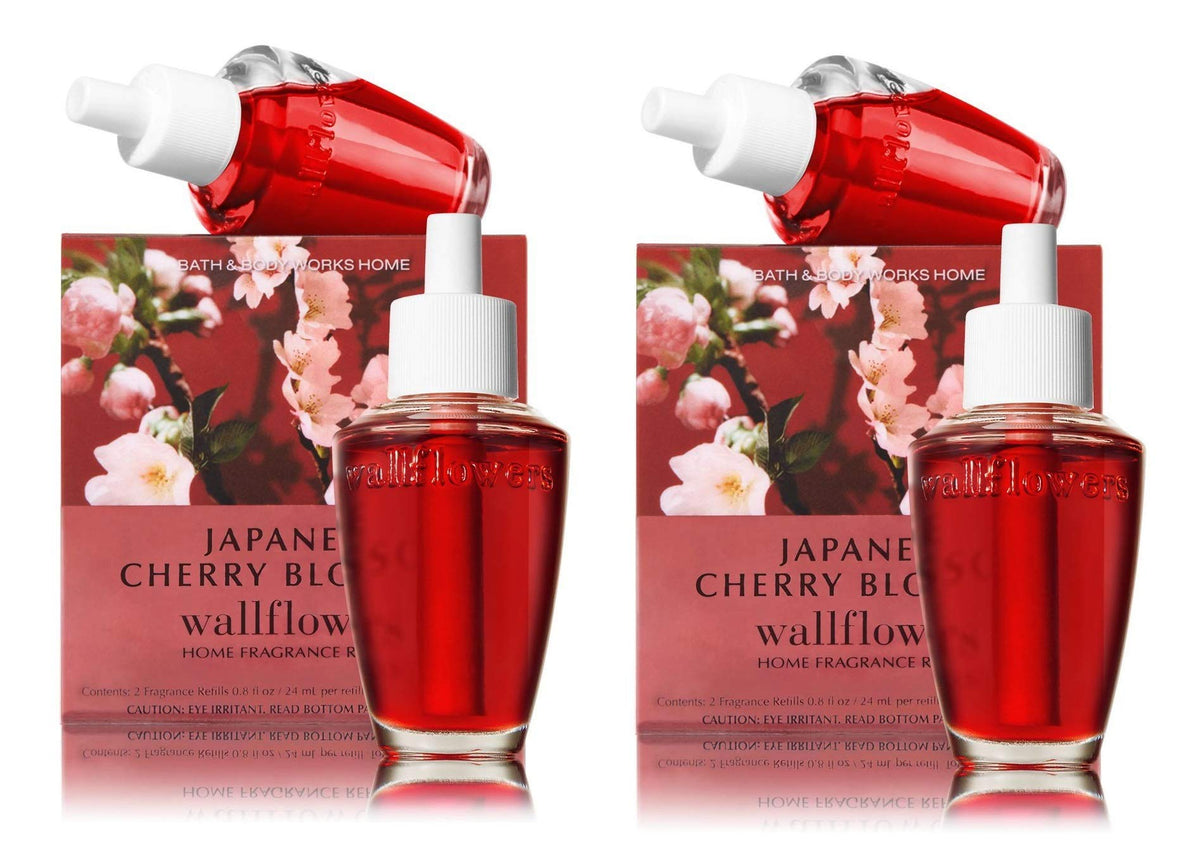 Bath & Body Works front view of Japanese Cherry Blossom double box showing bulbs and branding for consistent home scent