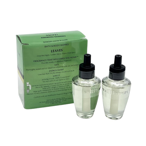 Bath & Body Works Leaves label and fragrance notes illustrating natural oils and aroma benefit