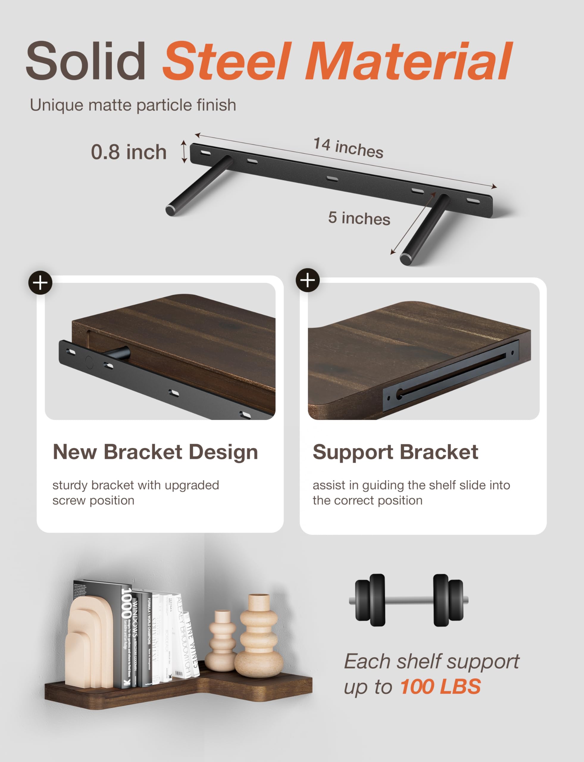 BATODA corner shelf mounted in kitchen holding spices, frees counter space and organizes