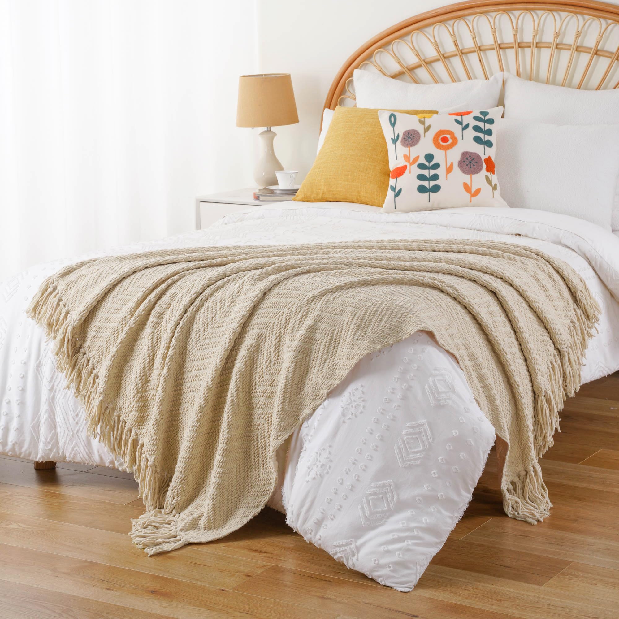 BATTILO HOME throw draped on sofa demonstrating warm layered decor and comfort
