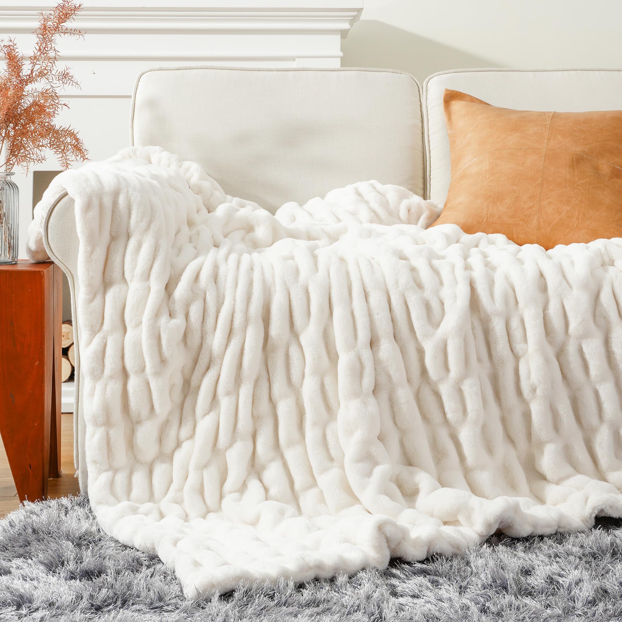 BATTILO HOME close-up of faux fur texture highlighting ultra-soft feel