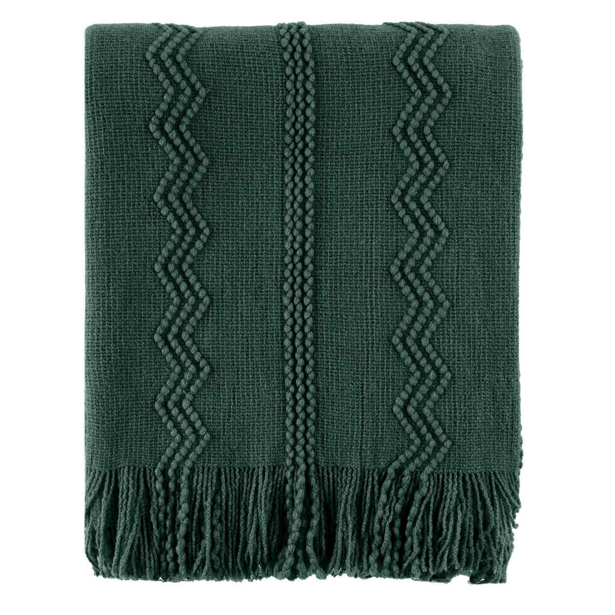 BATTILO HOME front view of green throw showing festive couch accent