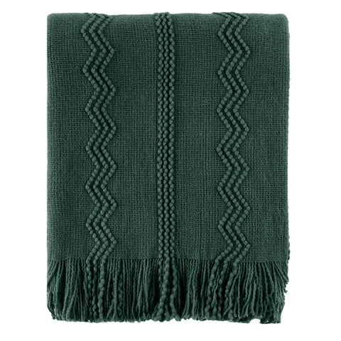 BATTILO HOME front view of green throw showing festive couch accent
