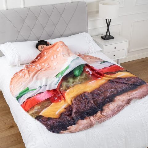 BATTILO HOME wearable blanket in use showing how it wraps for comfort and playful photos