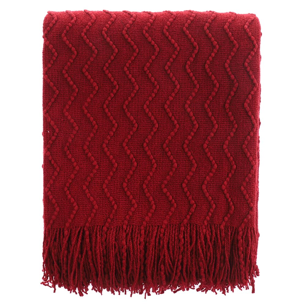BATTILO HOME red throw front folded showing neat edges and soft drape for living room styling