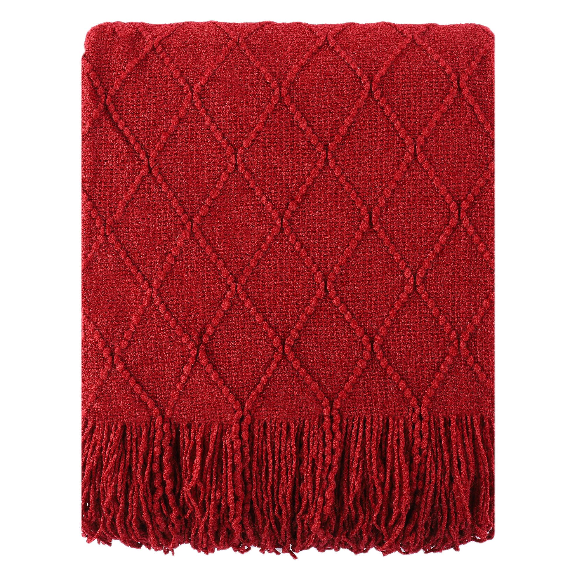 BATTILO HOME red throw front view showing vibrant seasonal accent