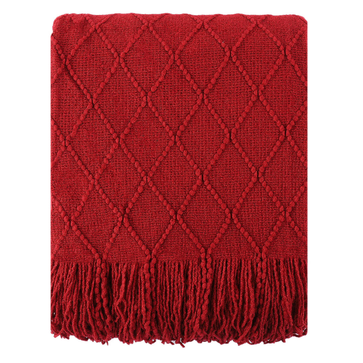 BATTILO HOME red throw front view showing vibrant seasonal accent